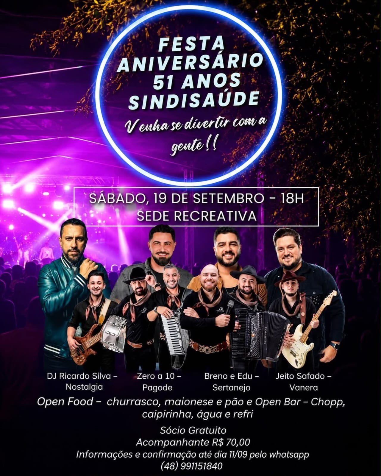 Sindisaúde Criciúma celebra 51 anos de história com grande festa para os associados