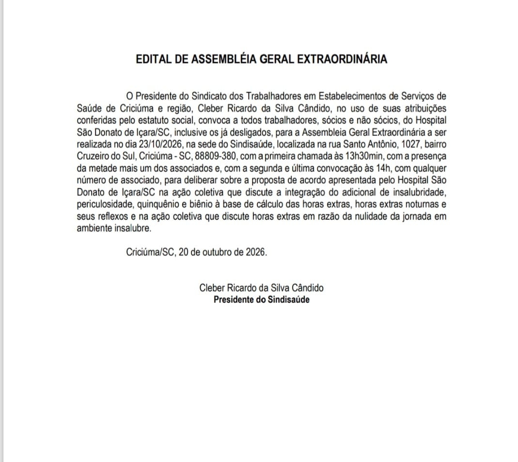 EDITAL DE ASSEMBLEIA GERAL EXTRAORDINÁRIA