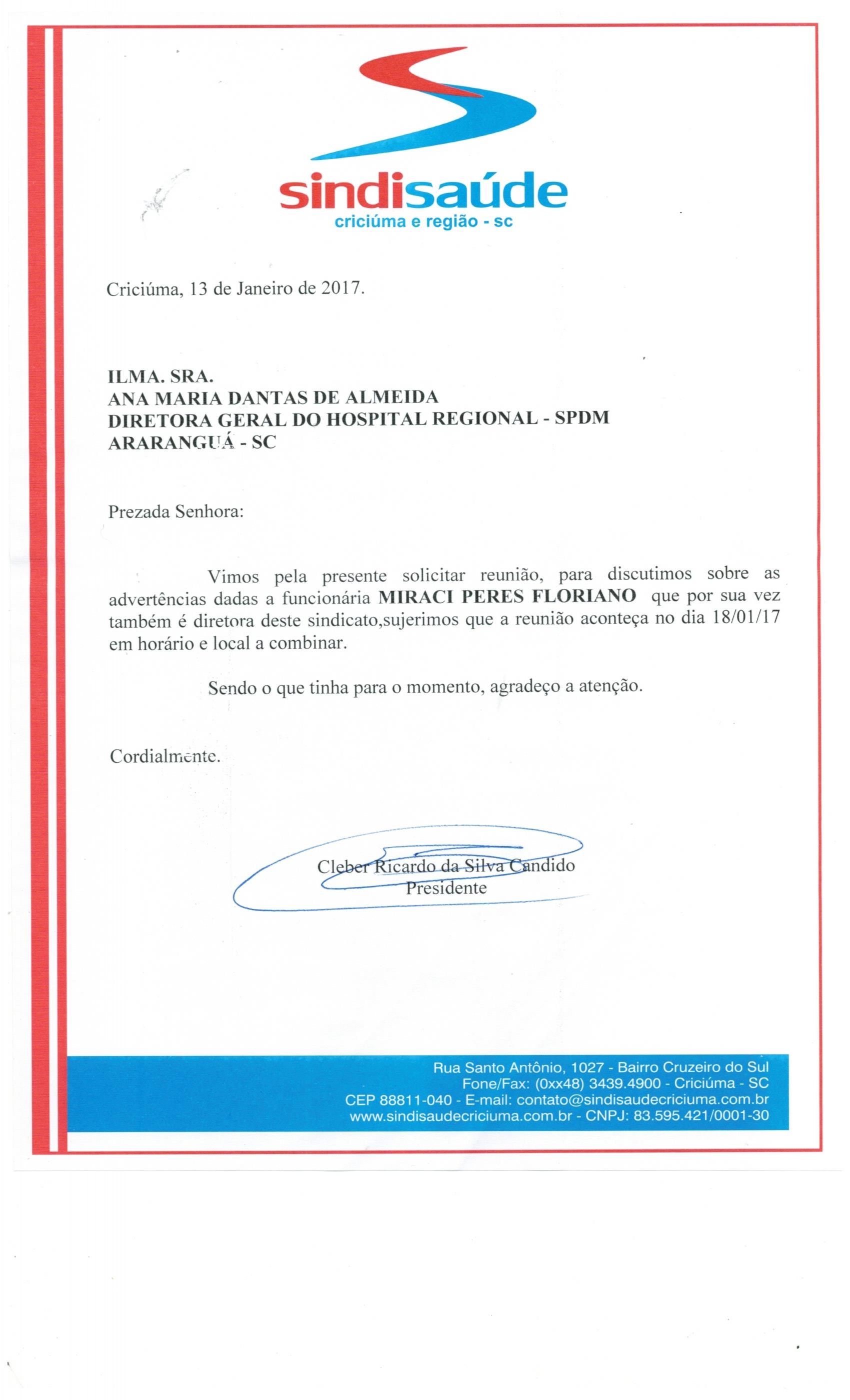 Oficio Ana Maria Hospital regional Ararangua