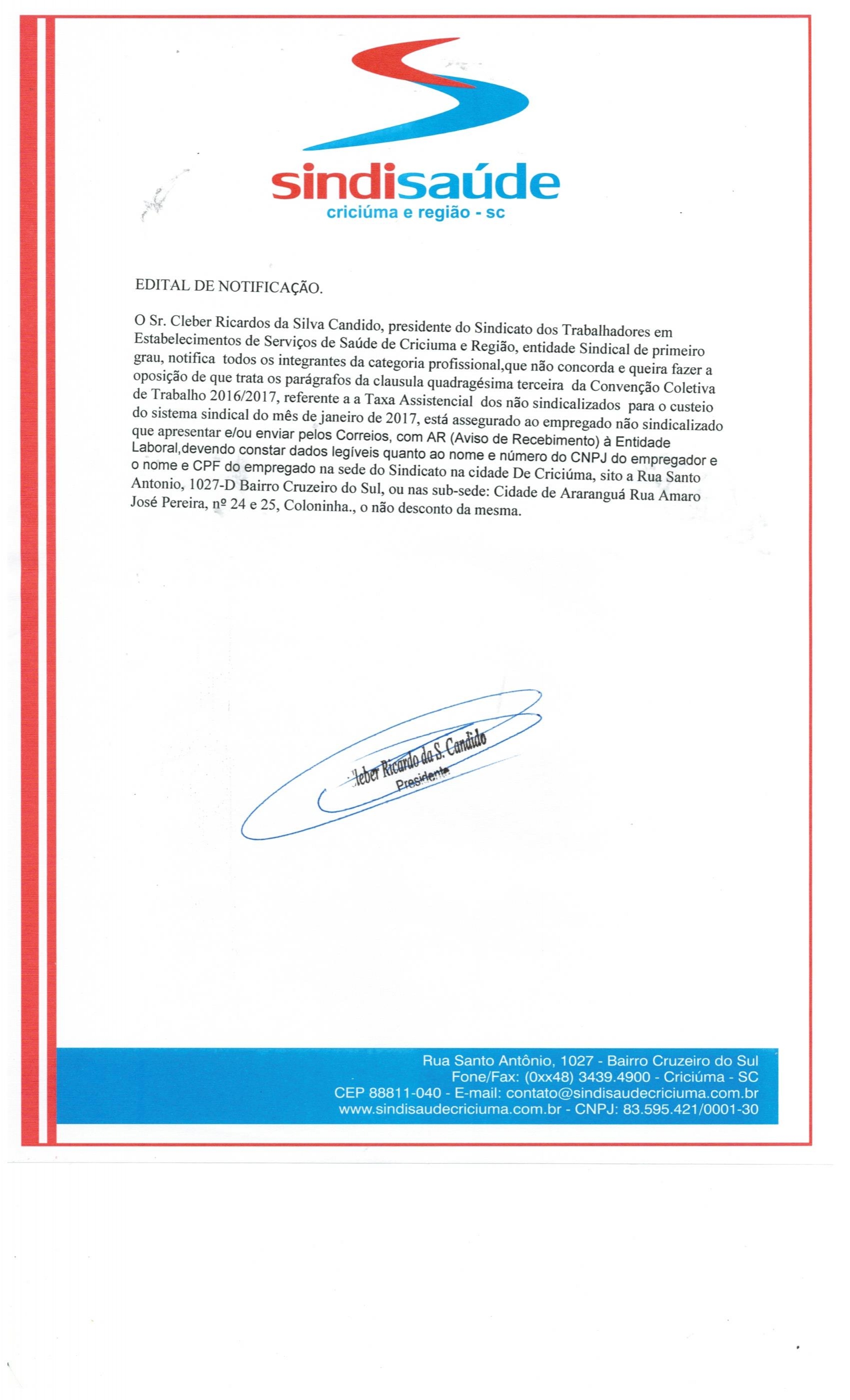 Edtal Taxa Assistencial