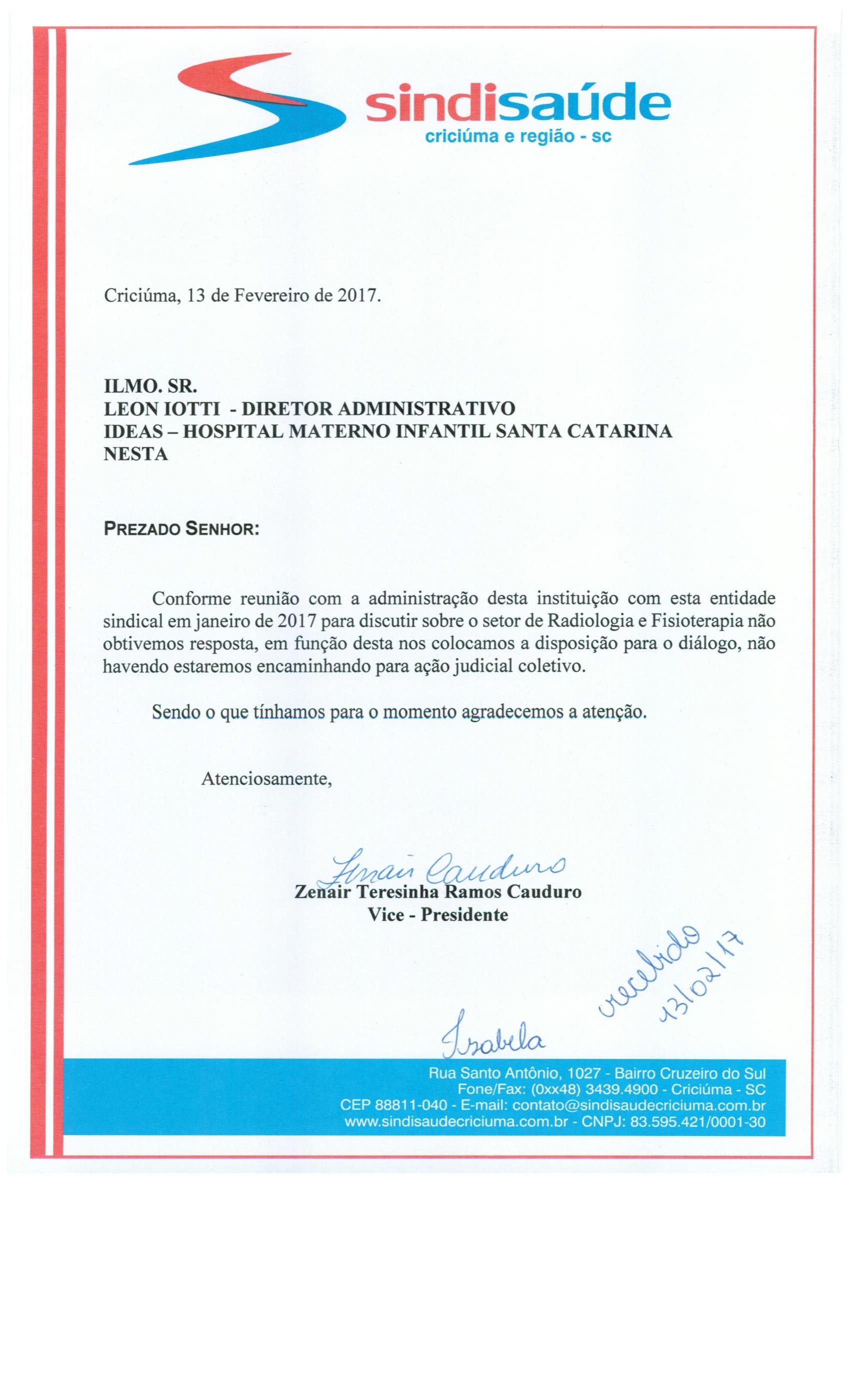 OFÍCIO ENCAMINHADO AO IDEAS - HMISC 