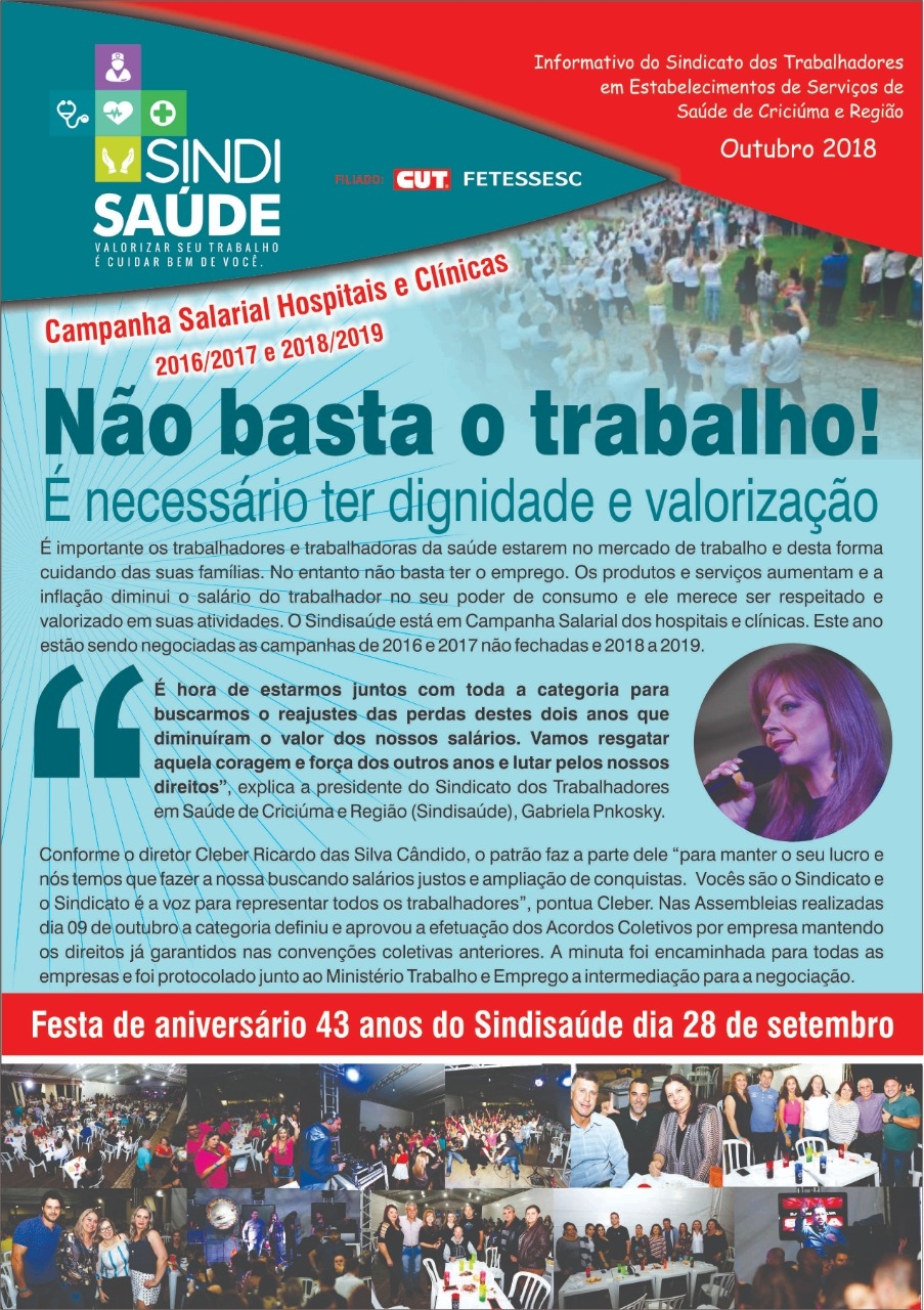 INFORMATIVO DO SINDISAÚDE OUTUBRO/2018