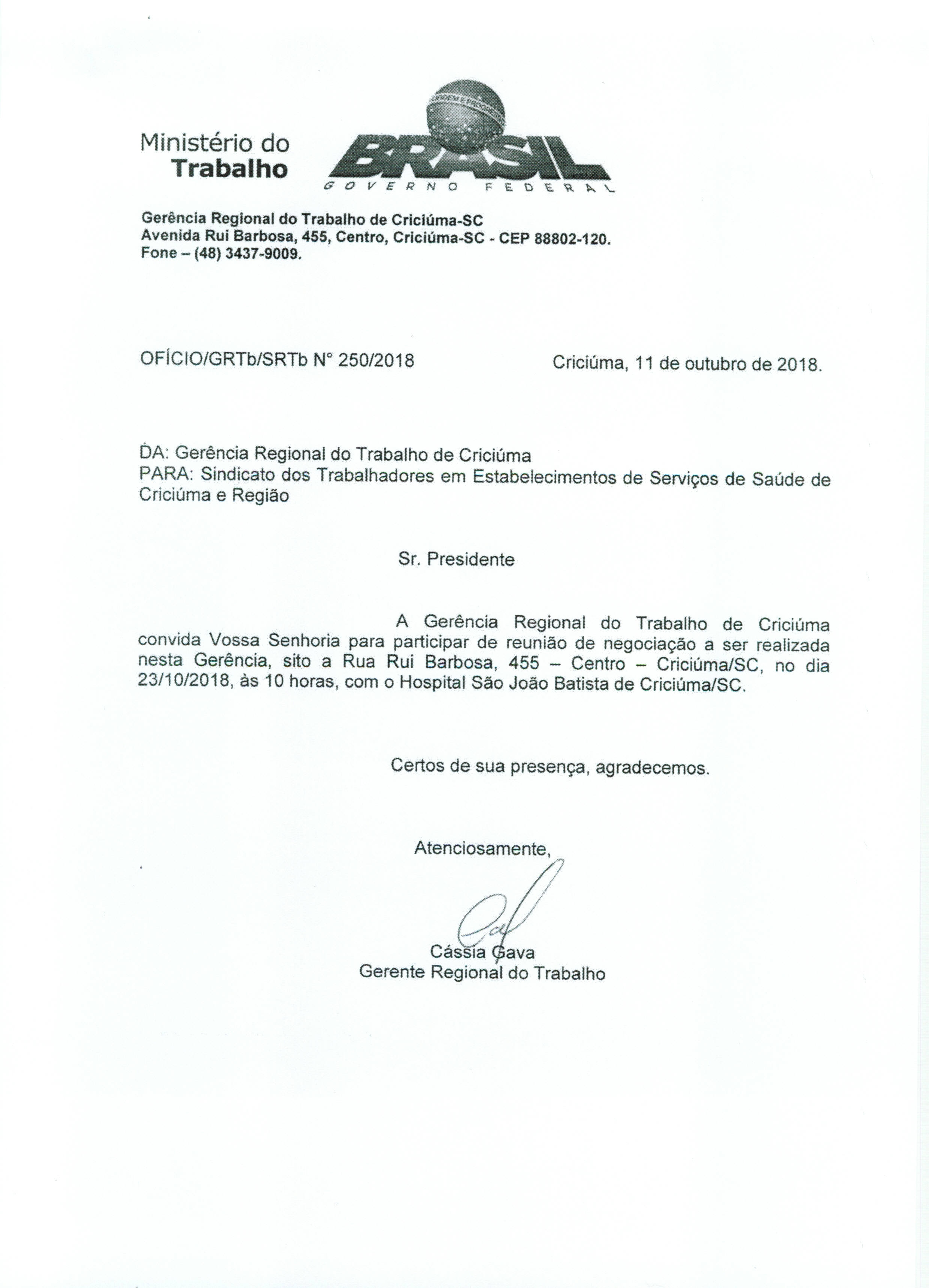 OFÍCIOS REUNIÕES DE NEGOCIAÇÃO COLETIVA HOSPITAIS E CLÍNICAS