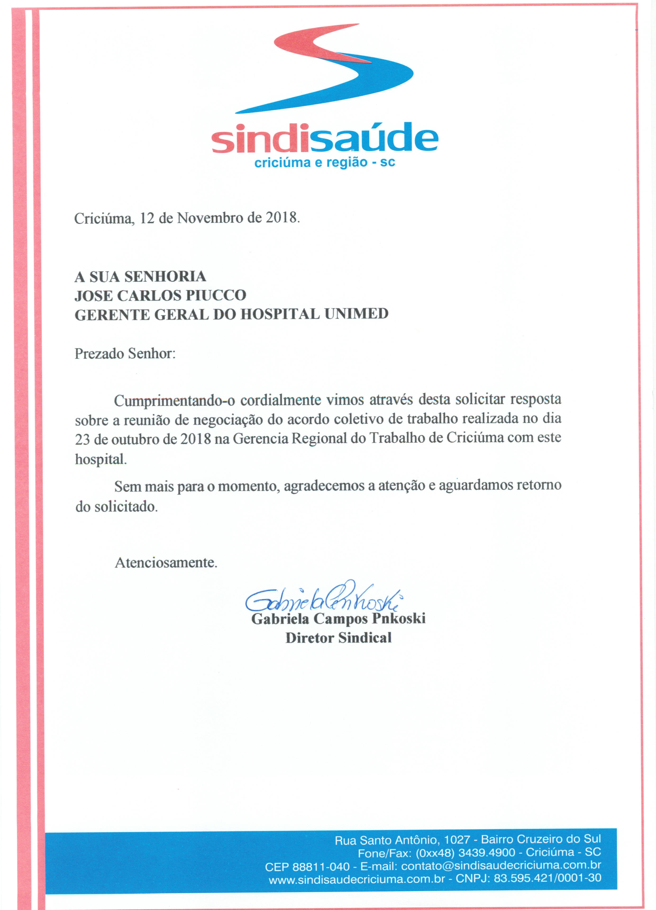 Ofícios encaminhados solicitando resposta sobre os acordos coletivos