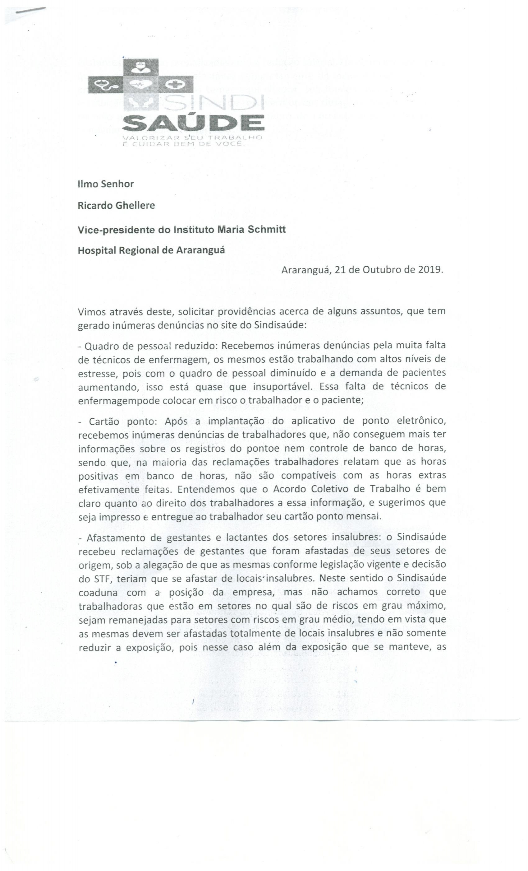 OFÍCIO ENCAMINHADO AO IMAS - HRA