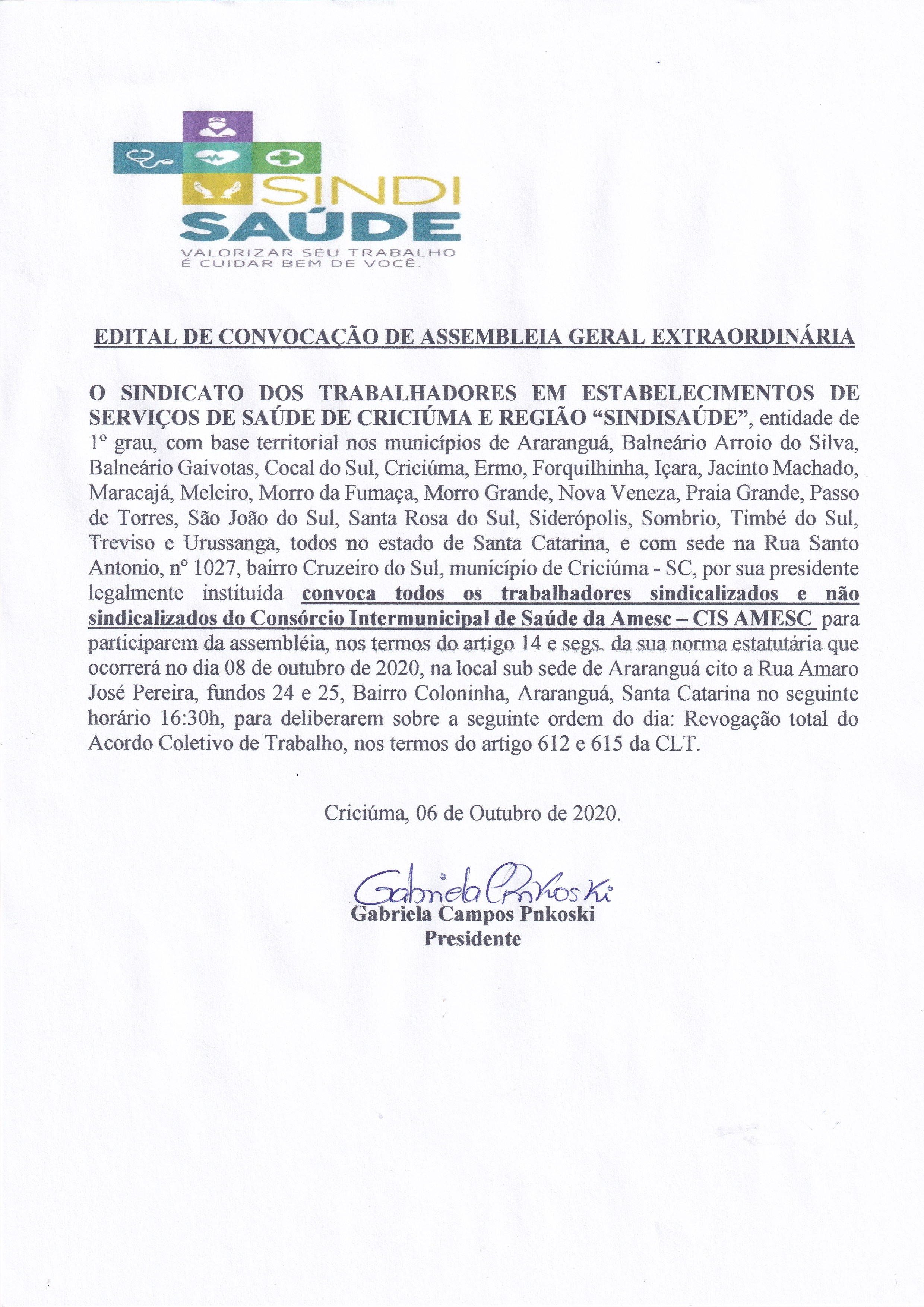 EDITAL ASSEMBLEIA CISAMESC