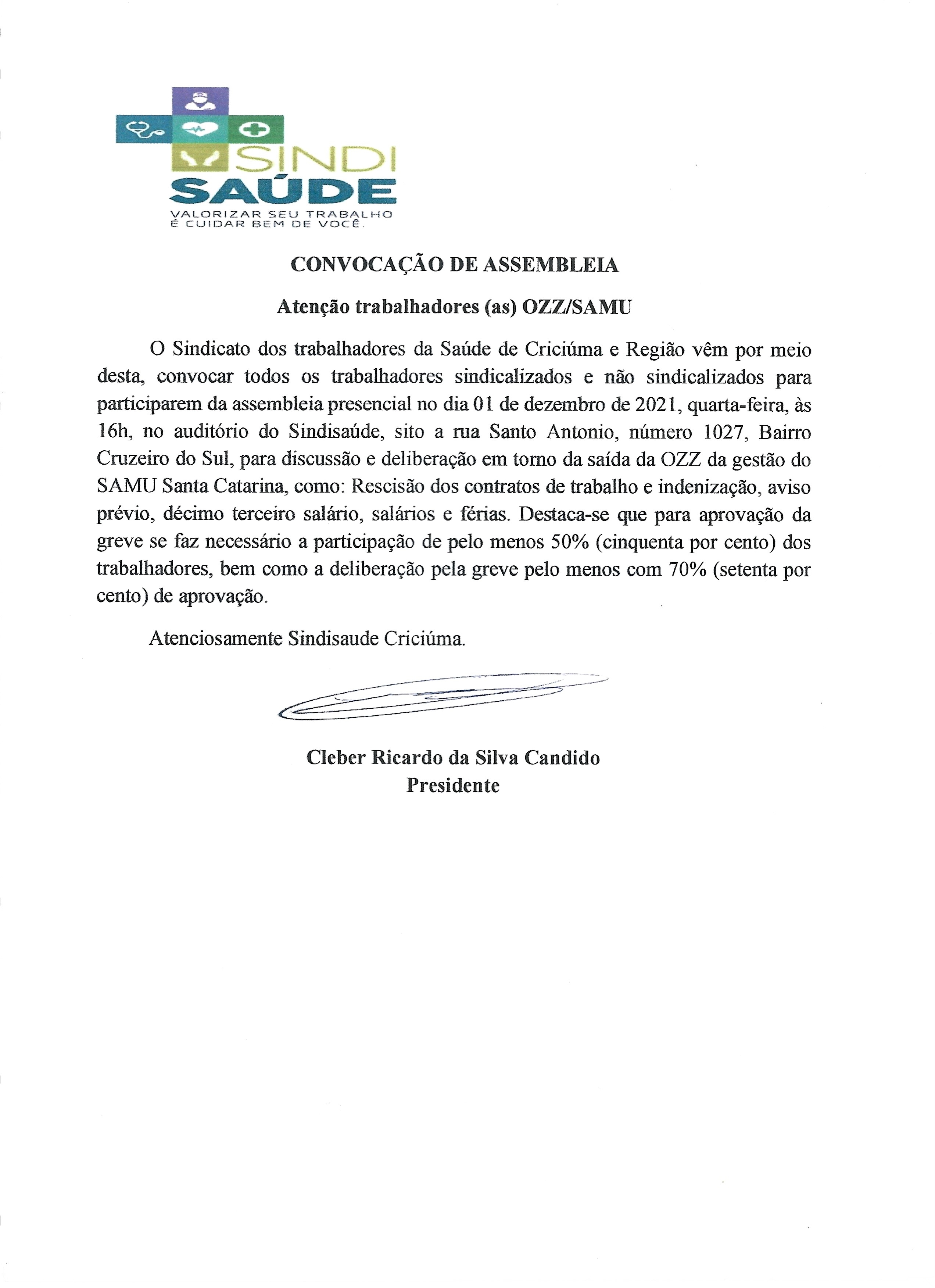 Edital Assembleia Ozz Samu