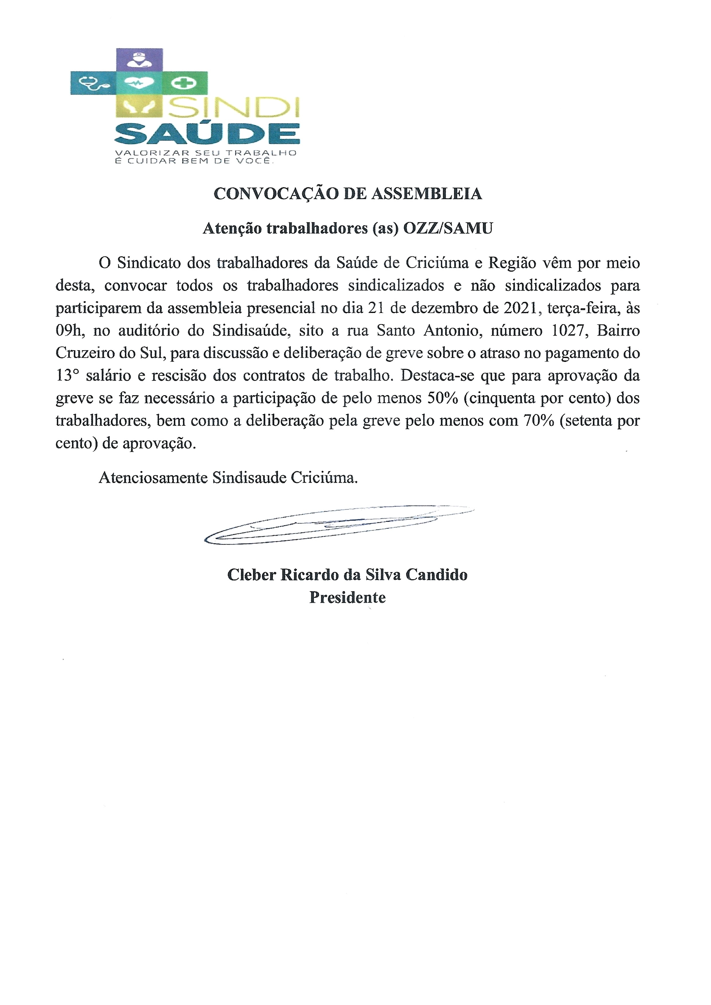 Edital Assembleia Samu