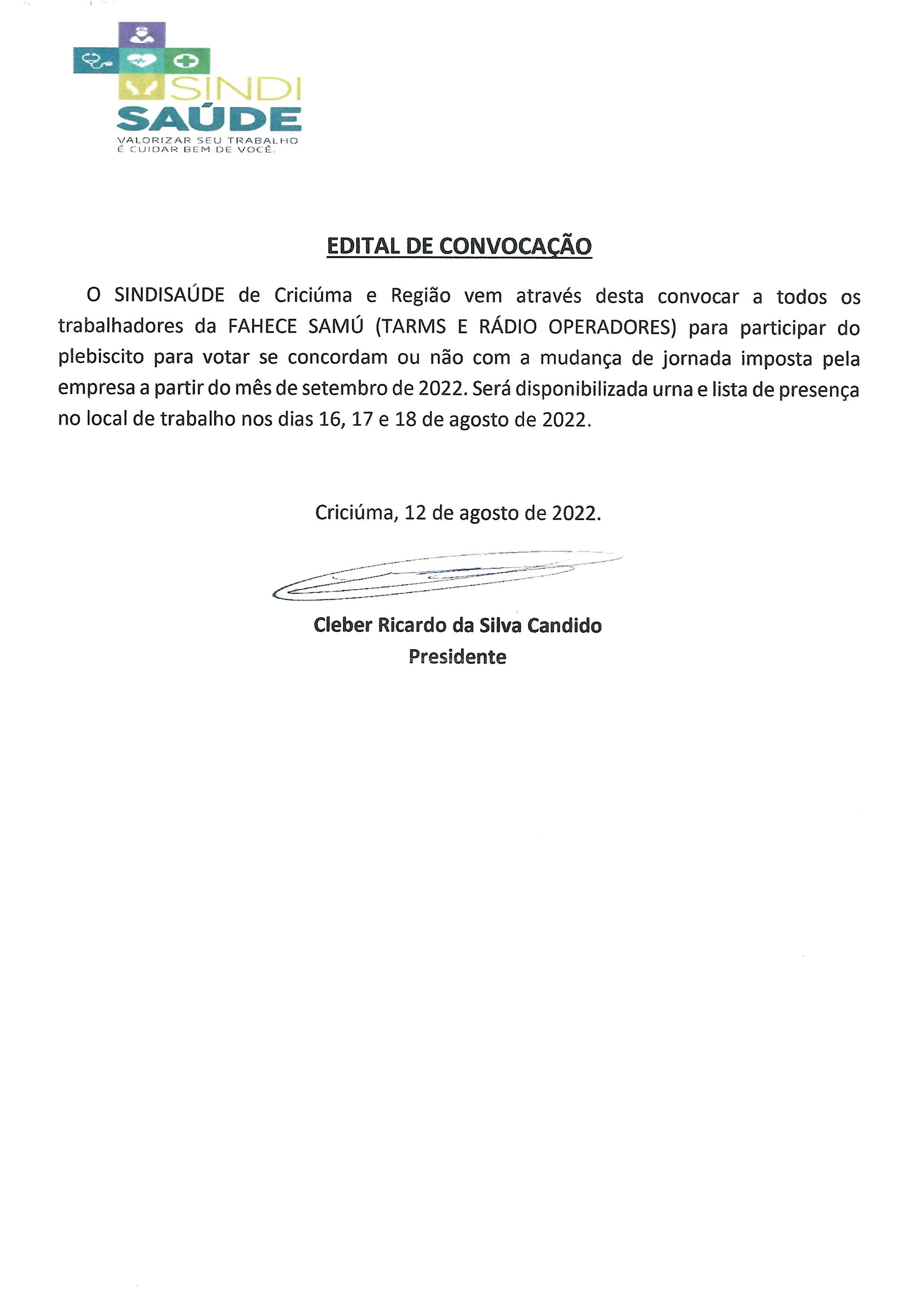 EDITAL PLEBISCITO FAHECE SAMU