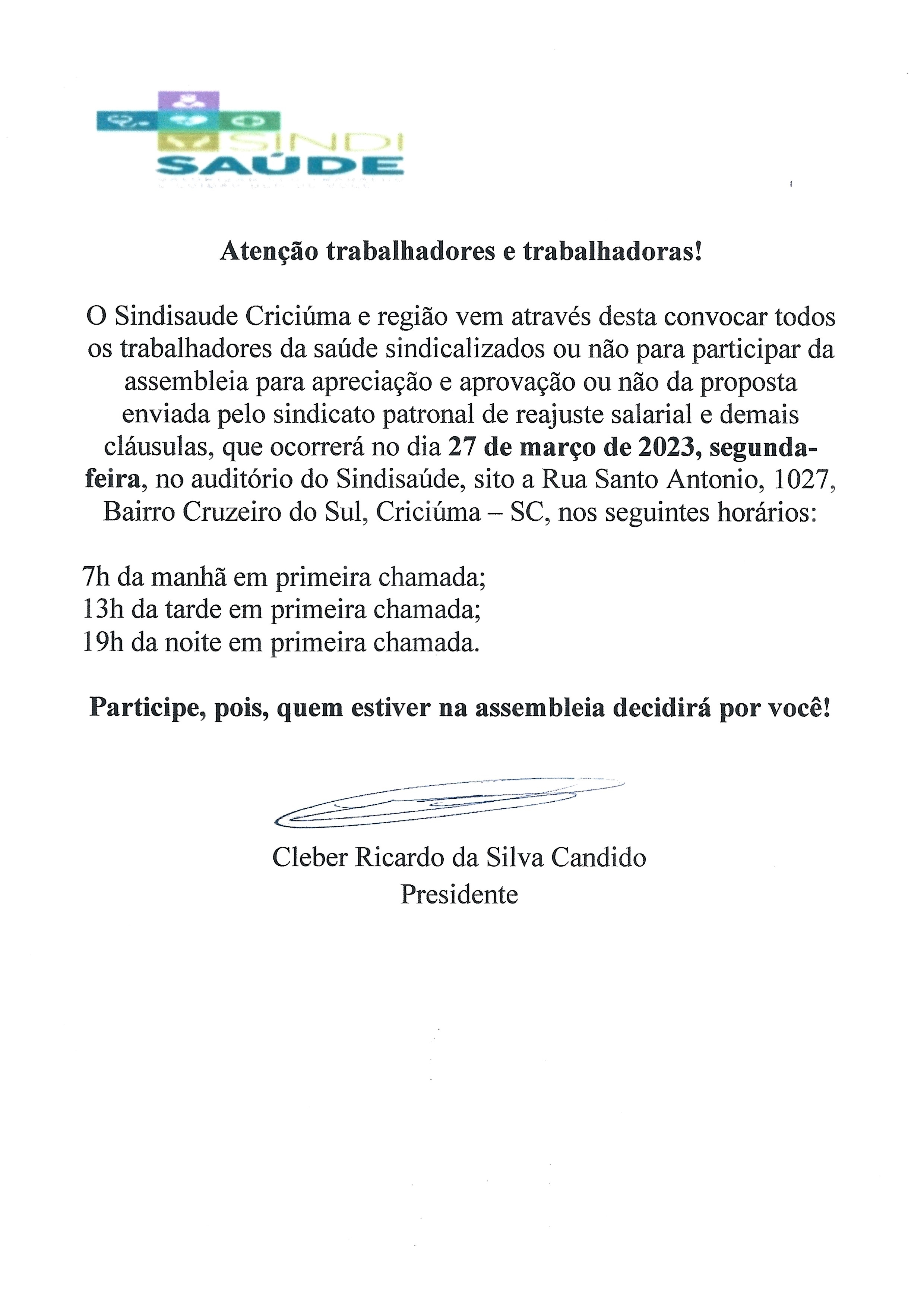 Edital assembleia proposta patronal