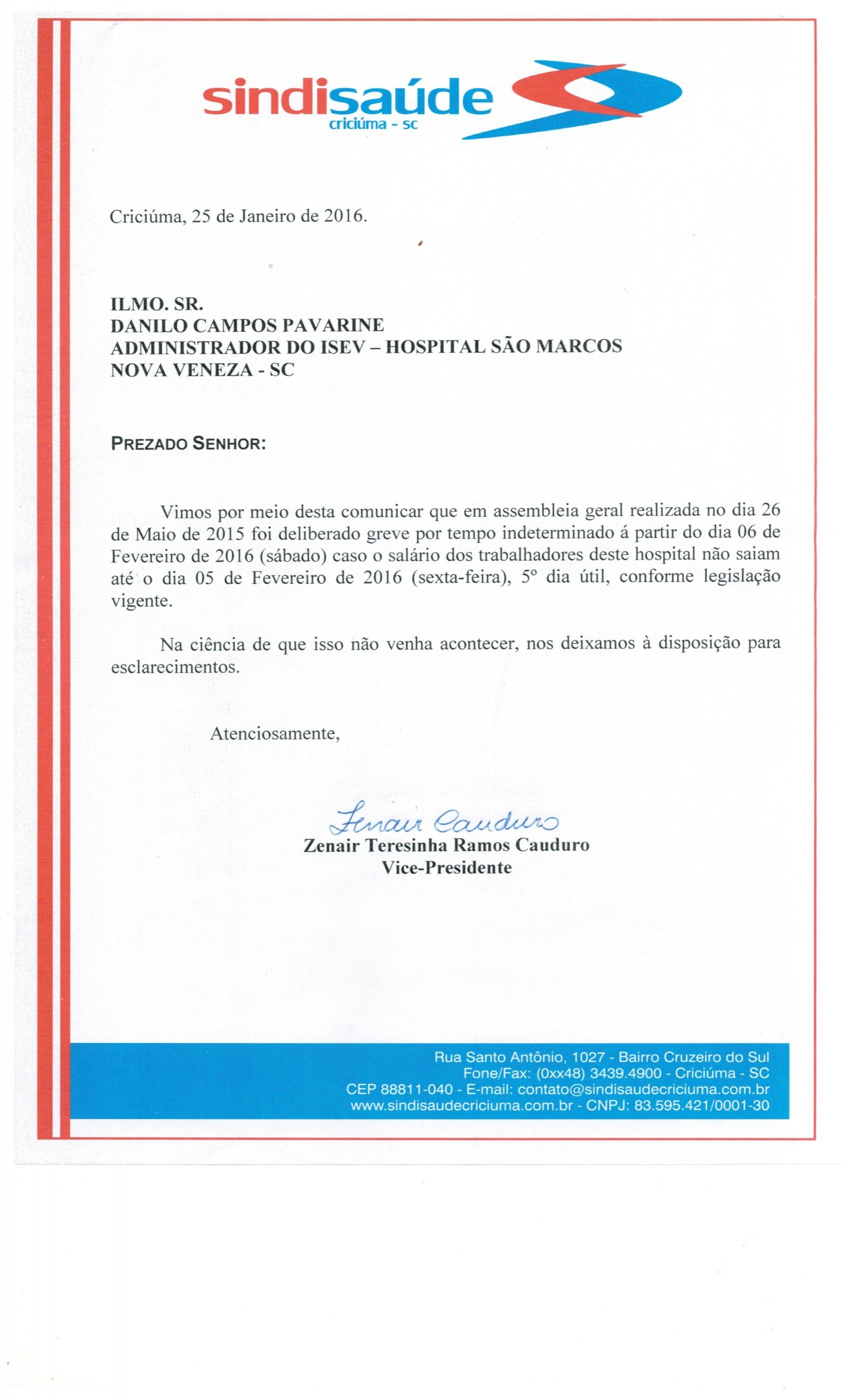 Oficio atraso de Pagamento Hospital São Marcos