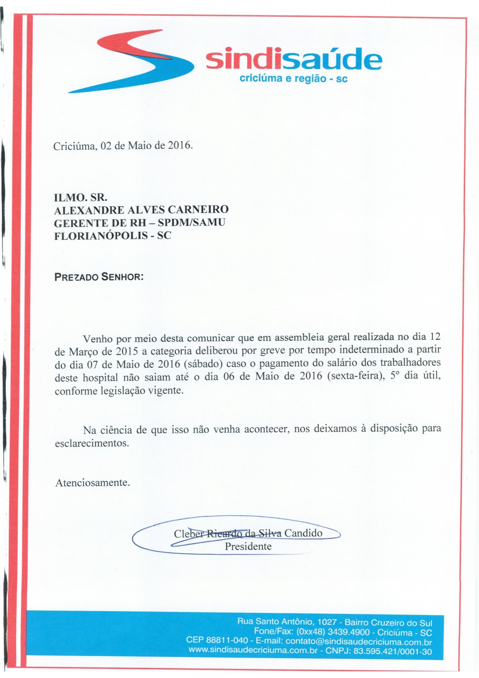 OFÍCIO ATRASO PAGAMENTO DE SALÁRIO SPDM/SAMU