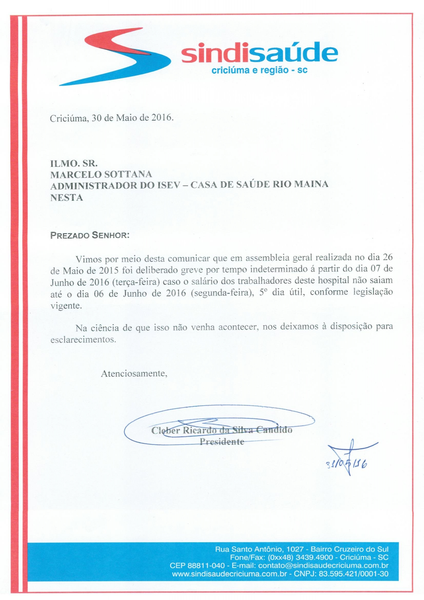 OFÍCIO ATRASO PAGAMENTO DE SALÁRIO ISEV/CSRMAINA