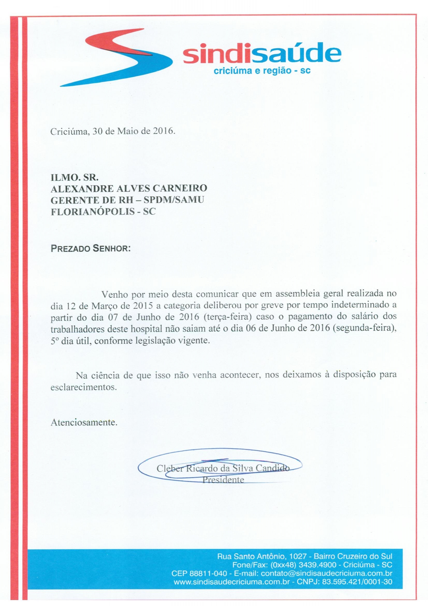 OFÍCIO ATRASO PAGAMENTO DE SALÁRIO SPDM/SAMU