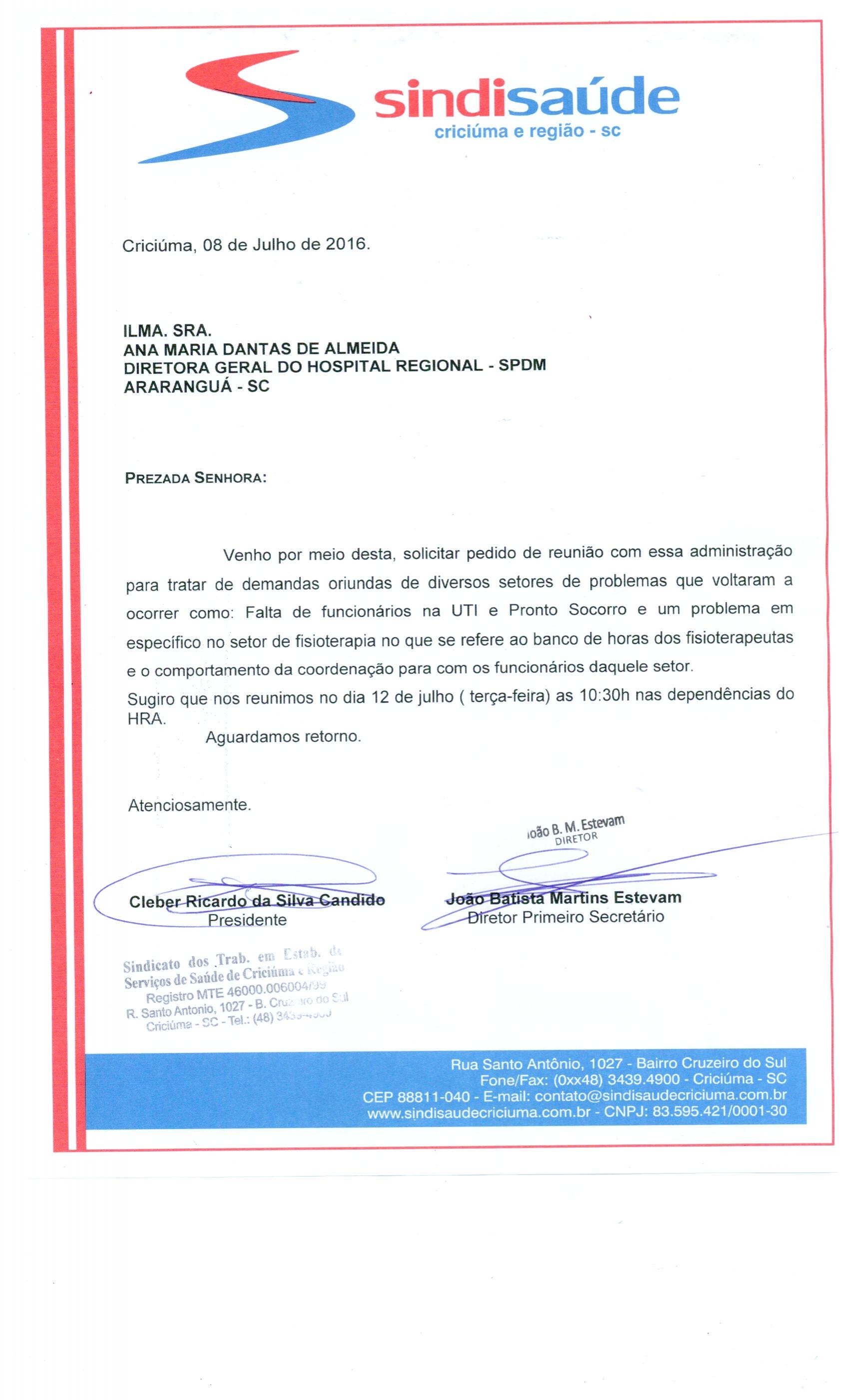 OFÍCIO AGENDAMENTO DE REUNIÃO SPDM - HRA