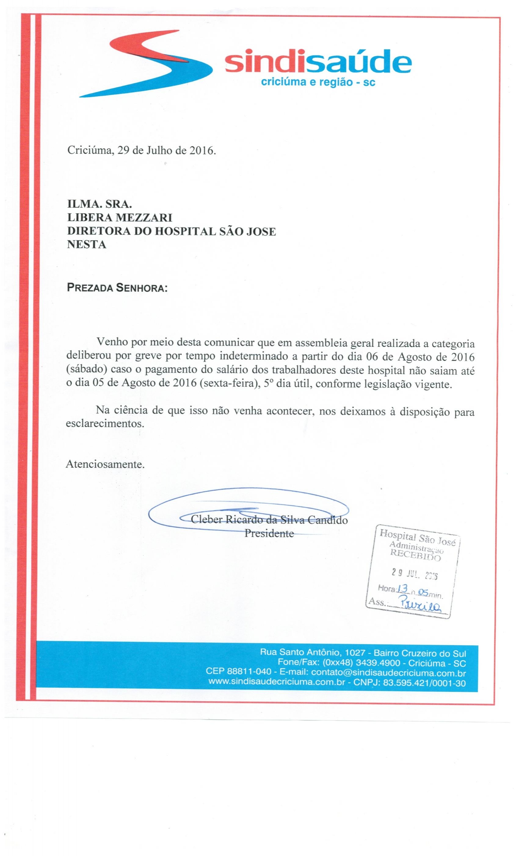  Greve por atraso de Pagamento Hospital São Jose