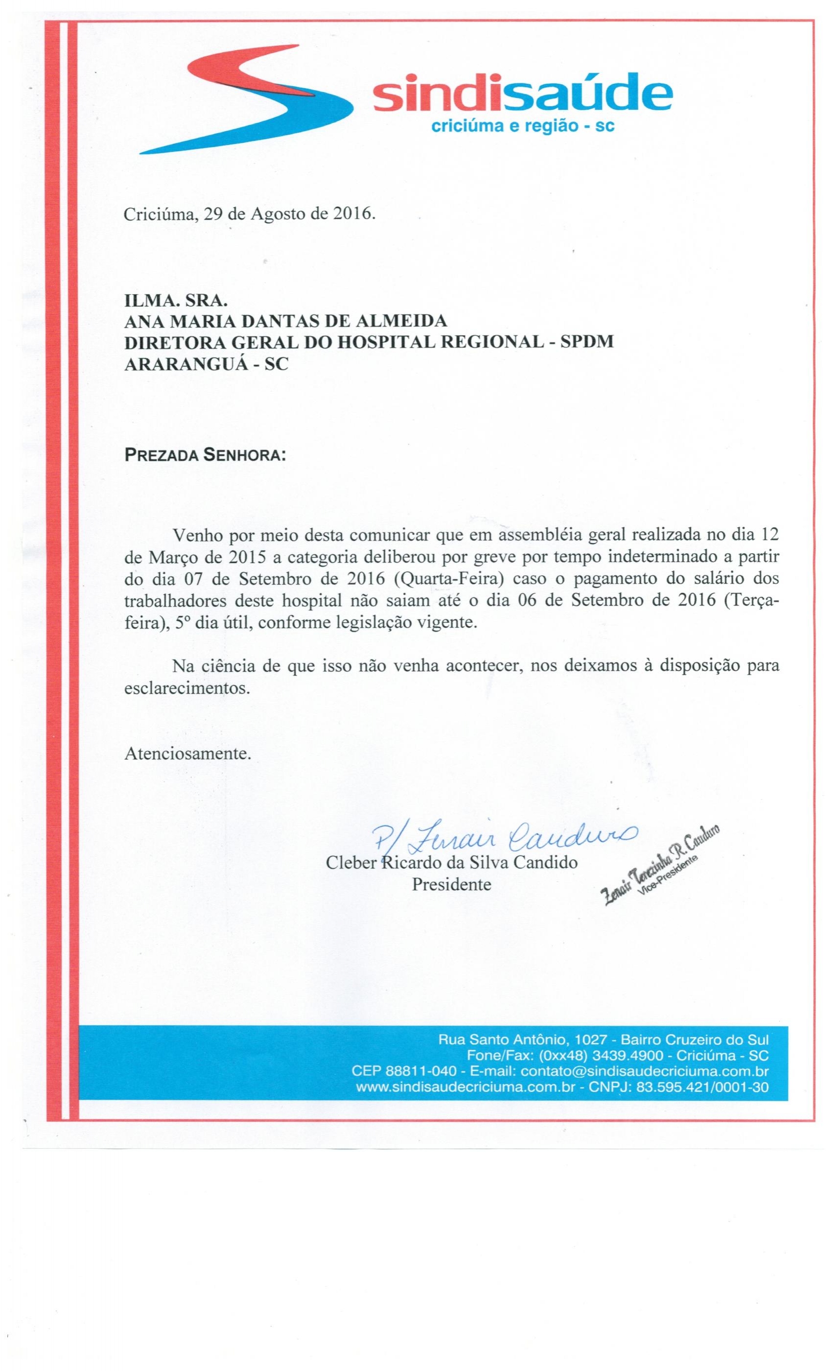 Greve por atraso de Pagamento Hospital SPDM-ARARANGUA