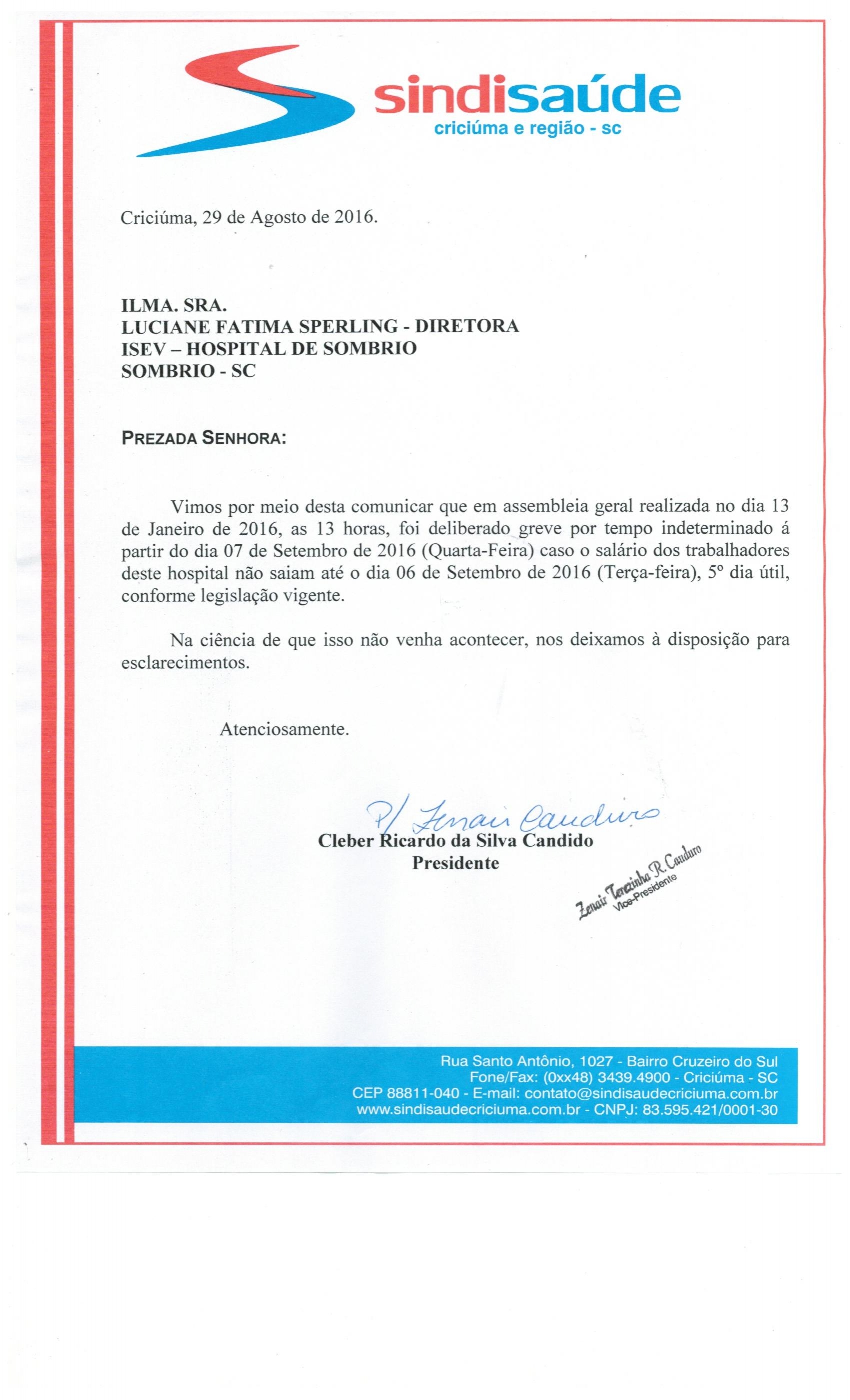 Greve por atraso de Pagamento Hospital de Sombrio