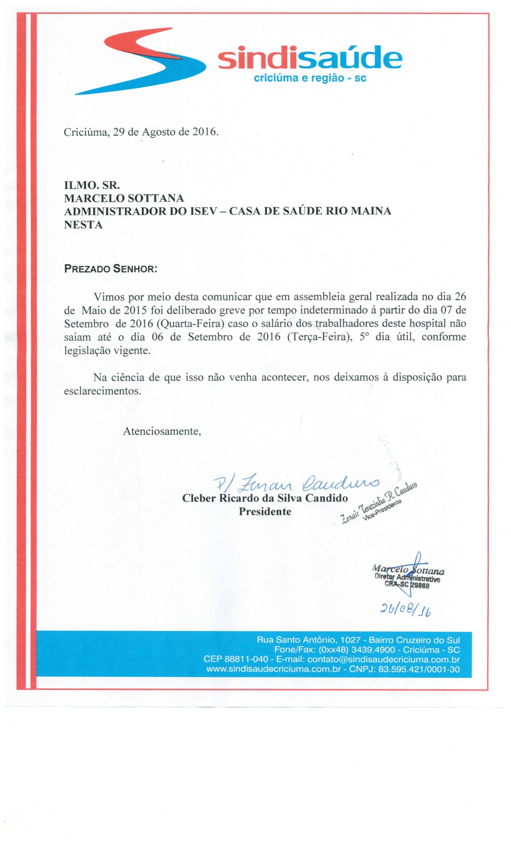 Greve por atraso de Pagamento Hospital Casa de Saude Rio Maina