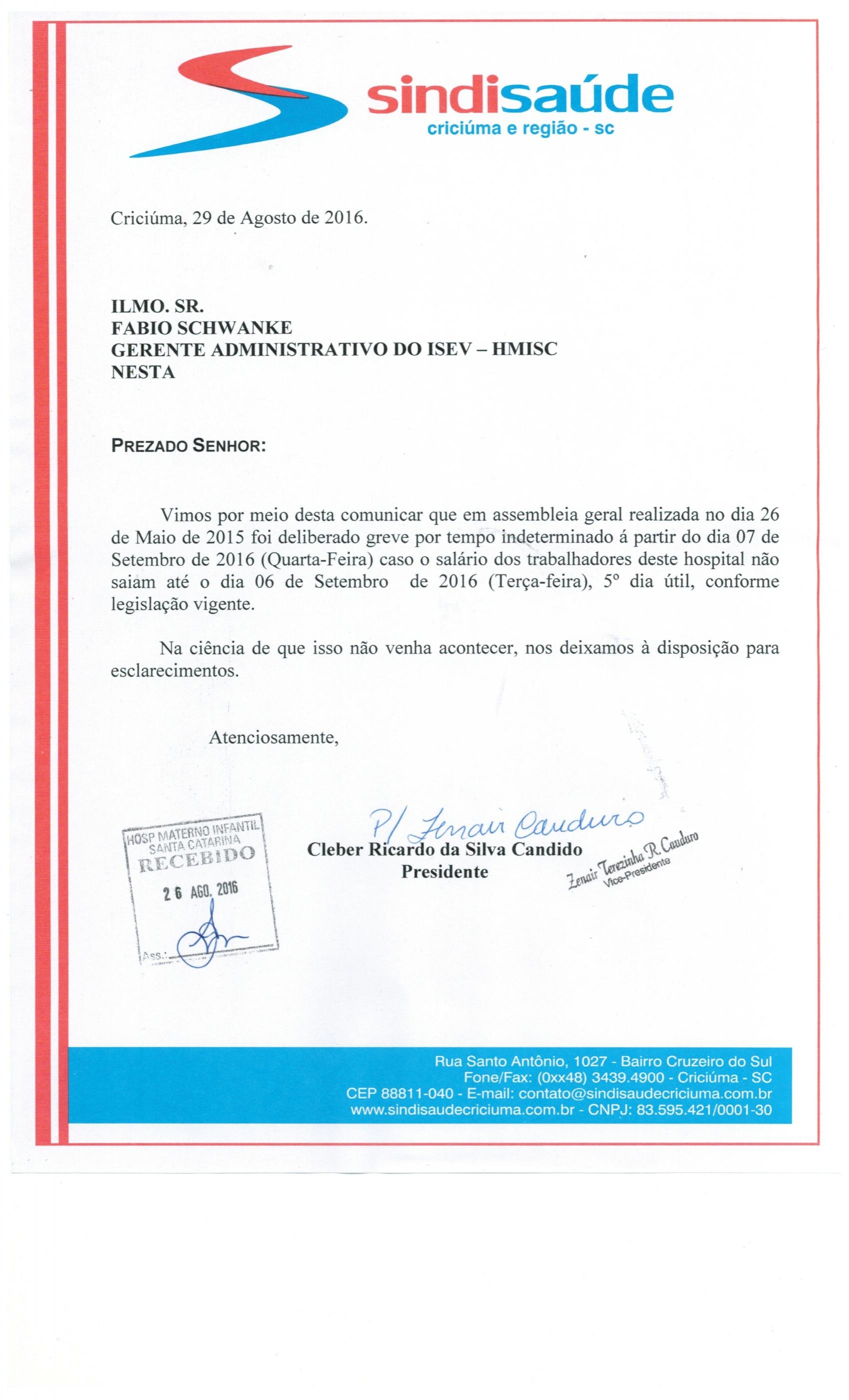 Greve por atraso de Pagamento Hospital-ISEV-HMISC