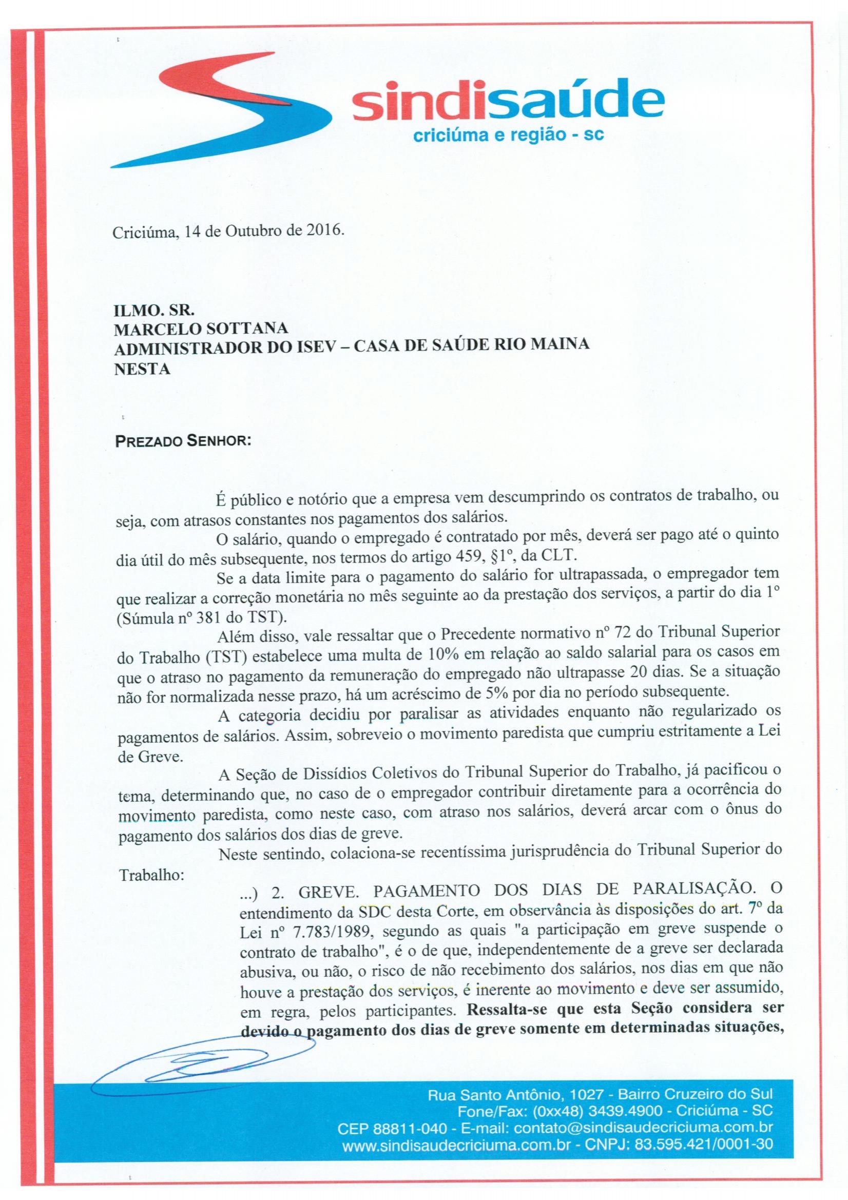 OFÍCIO ENCAMINHADO AO ISEV - CSRM