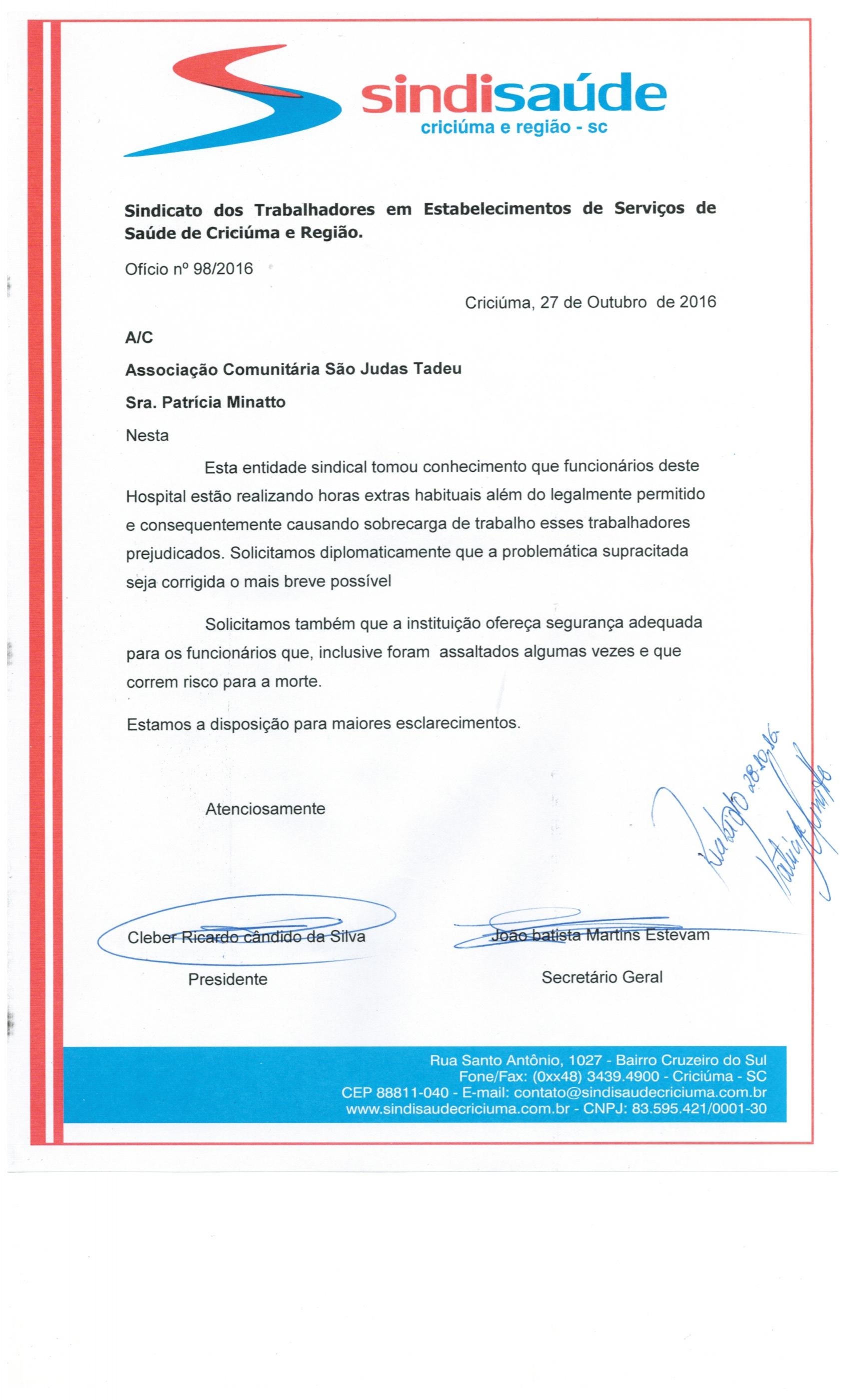 OFÍCIO Associação Comunitaria São Judas tadeu