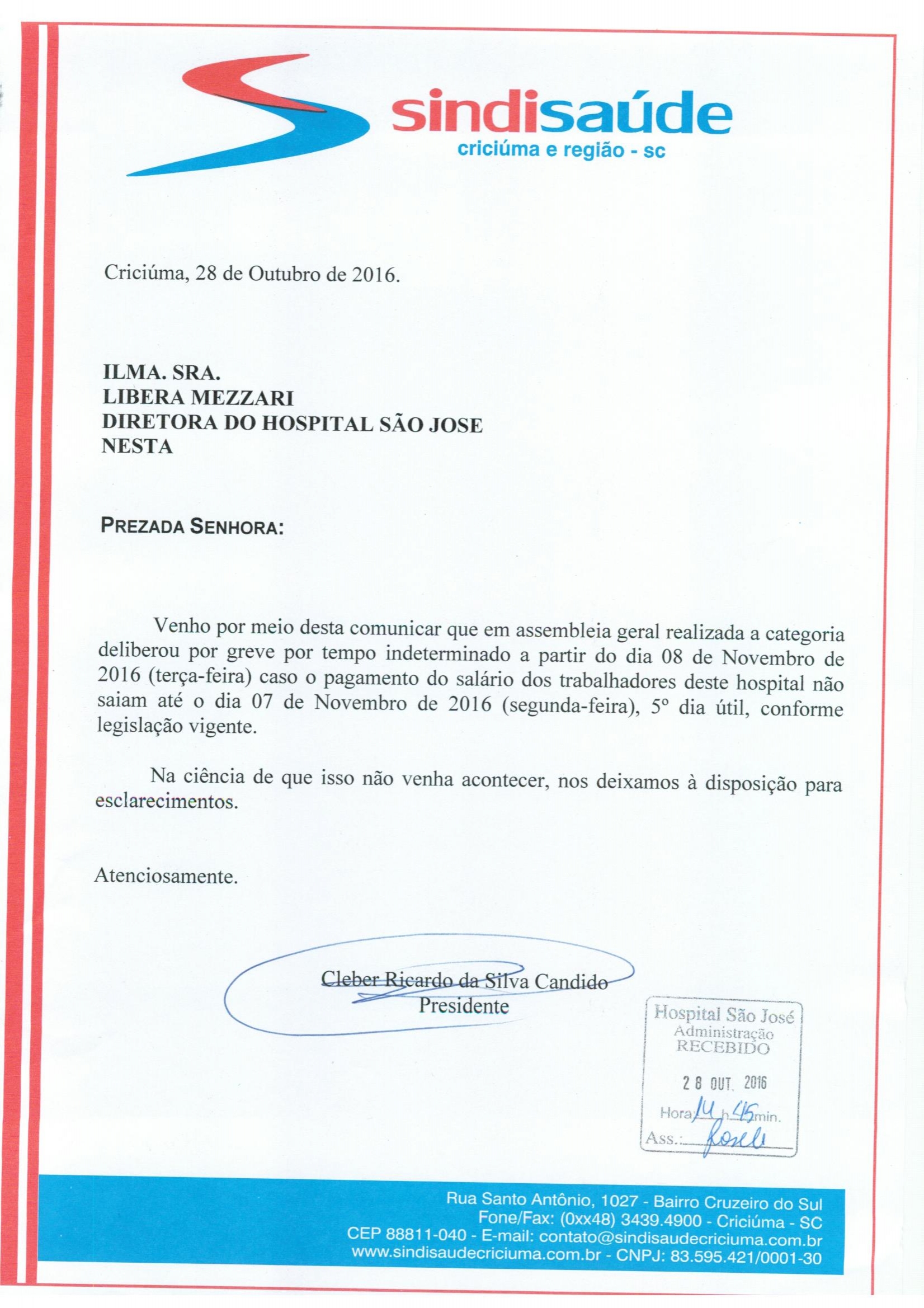 Ofícios atraso pagamento de salários HSJ, SPDM HRA E SAMU, ISEV HMISC, CSRM, Nova Veneza e Sombrio