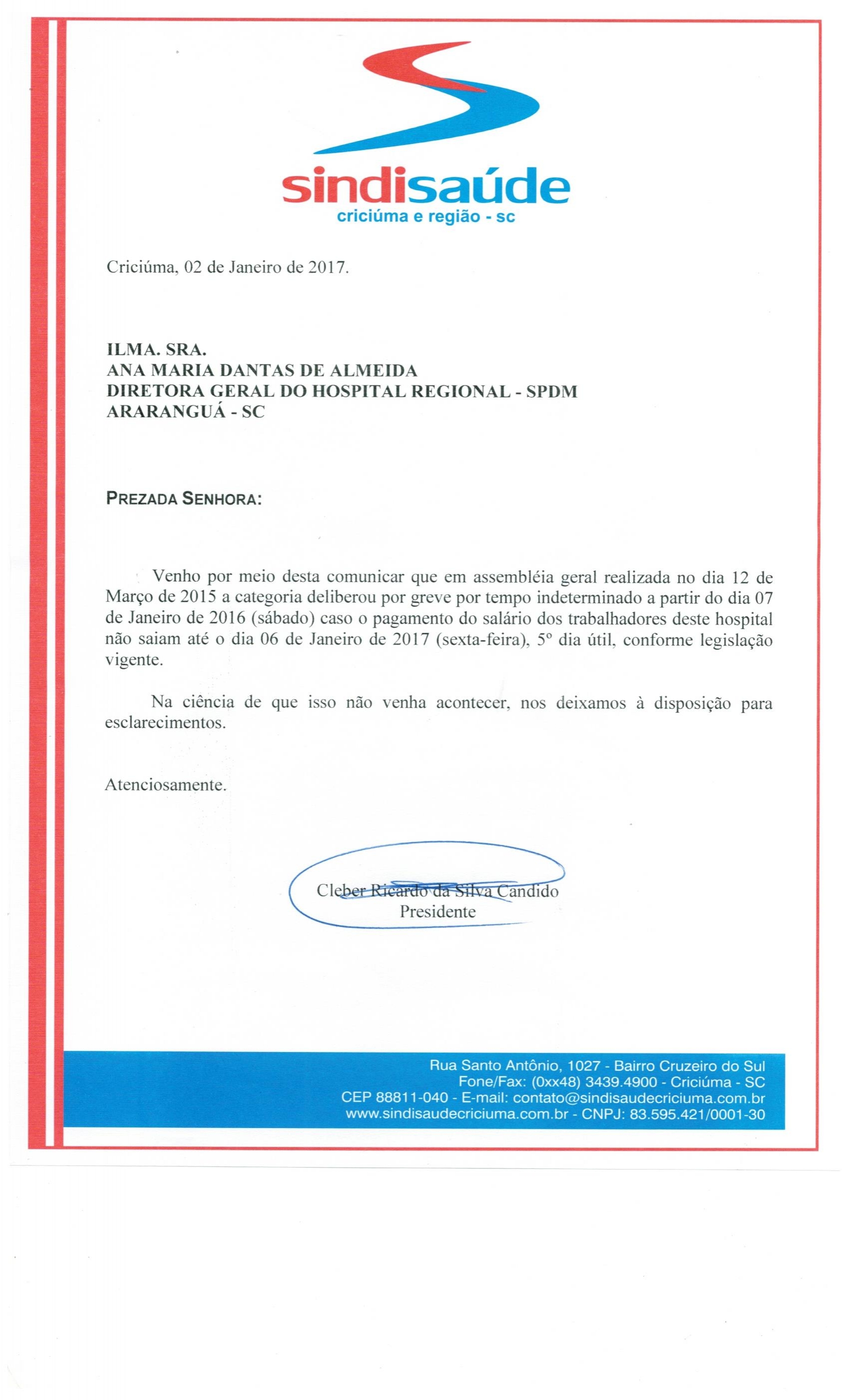 Oficio Atraso de Pagamento de salario ao Hospital Regional SPDM