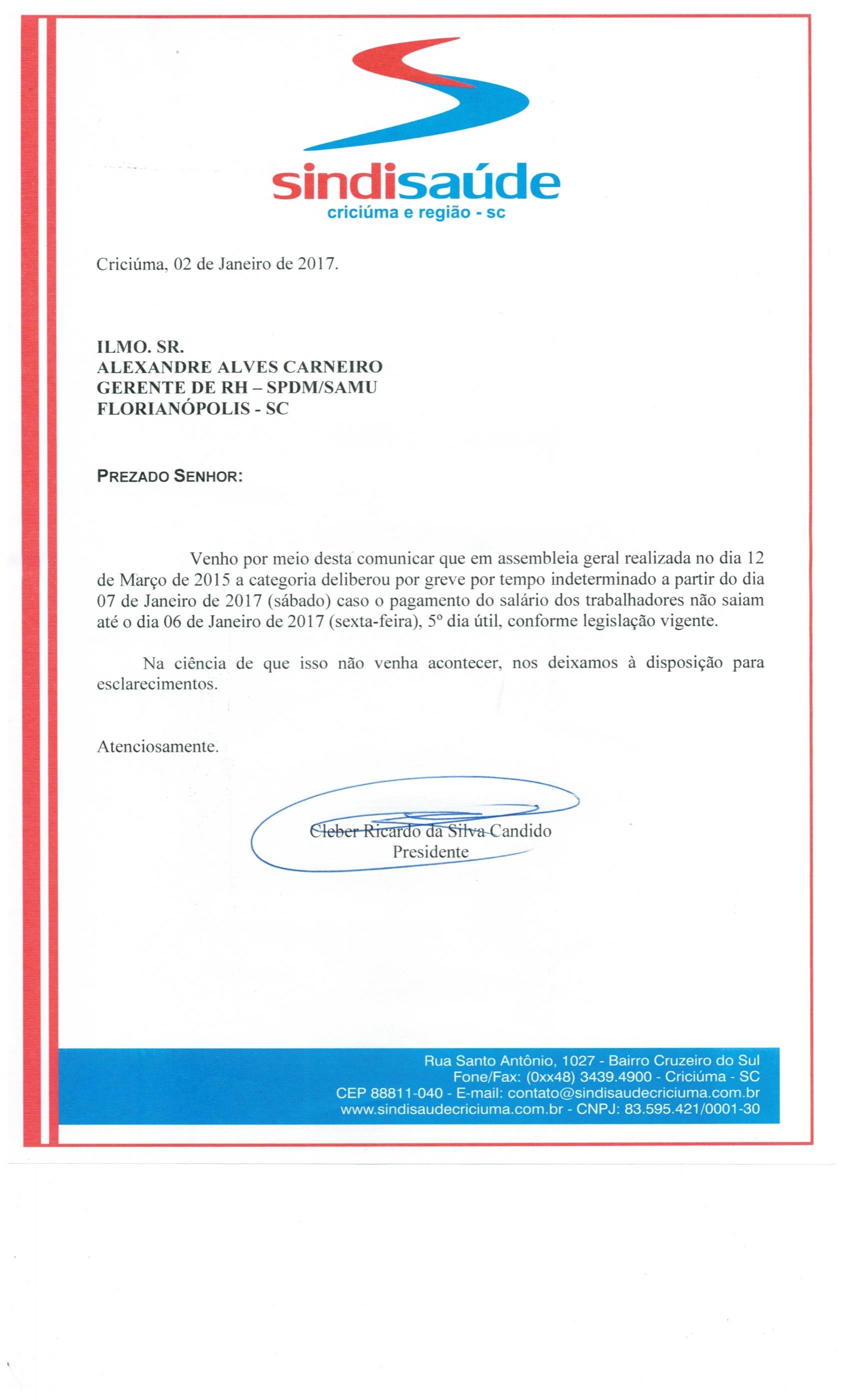 Oficio Atraso de Pagamento de Salario SPDM-SAMU