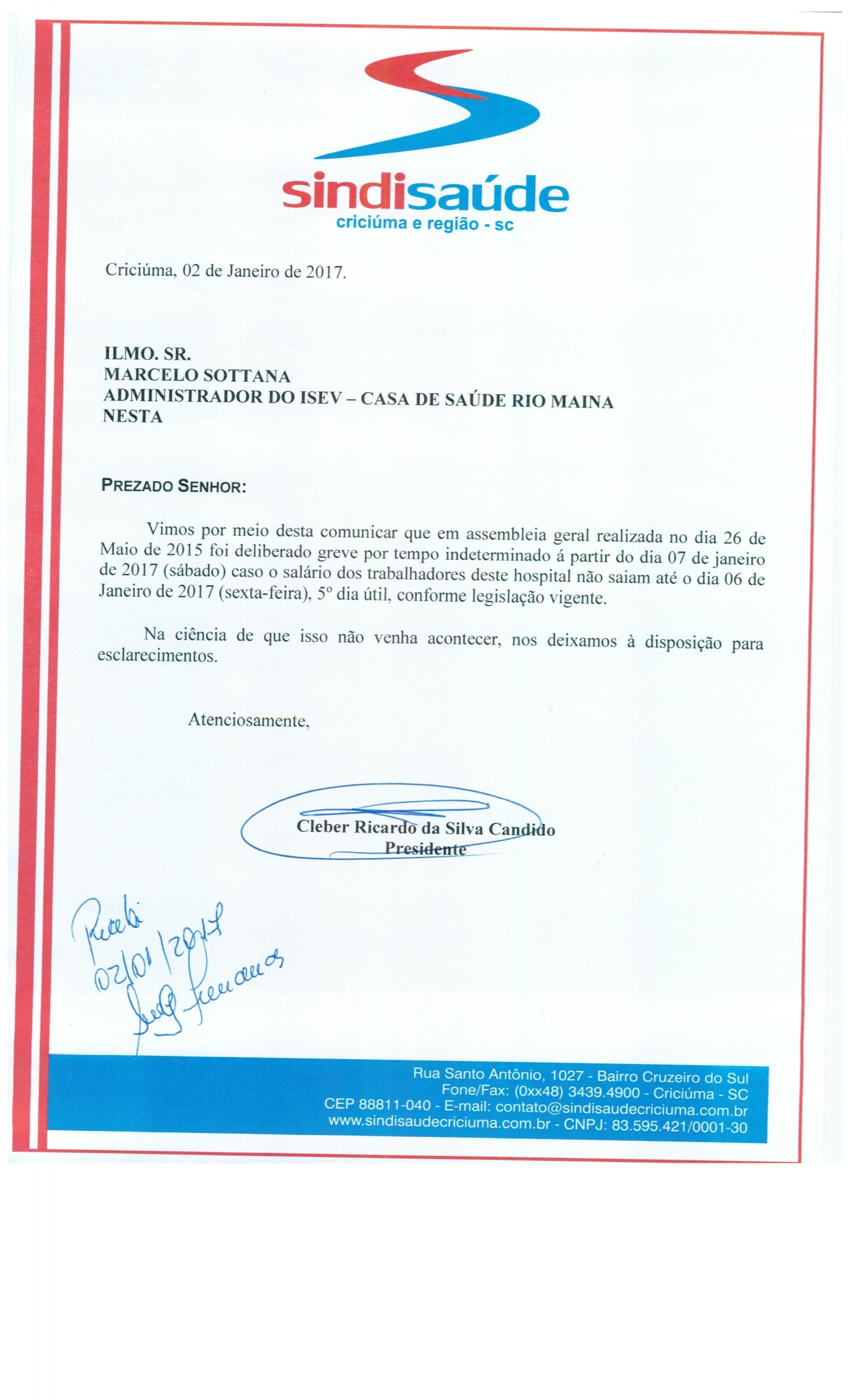 Oficio Atraso de Pagamento de Salario Casa de Saude Rio Maina